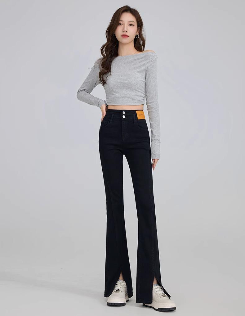 2025 Women's High Waist Black Stretch Slimming Flare Pants
