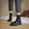 Autumn and Winter Thick-soled Non-slip Women's Medium Boots Low-heeled Large-size Round-head Comfortable Sleeve Leather Boots Korean Version of 