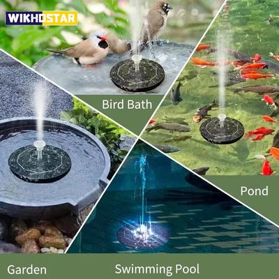 Brunnenlicht, 7 Farben, LED-Licht, Solar-Brunnenlicht, rotierender Brunnen, 3 W, 6 Düsen, Wasserpumpe, Outdoor, Vogelbad, Garten