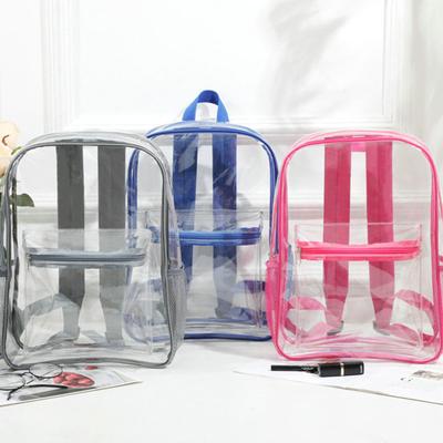 Women Backpack Double Shoulder Straps Waterproof Large Capacity See Through Wear-resistant Storage Anti-scratch PVC Transparent Backpack Travel Supply