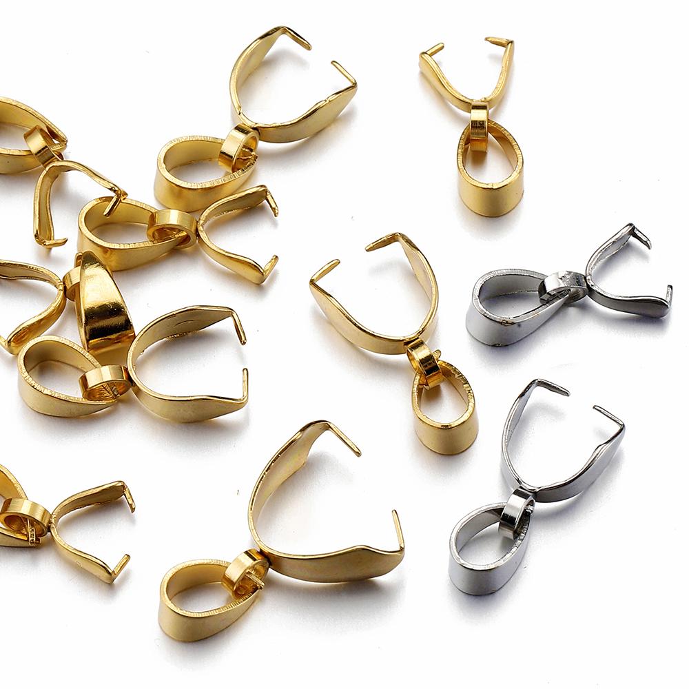 20pcs Stainless Steel Charms Pendant Clip Clasps Pinch Bail Clip for Necklace Pendant Connector DIY Jewelry Making Accessories