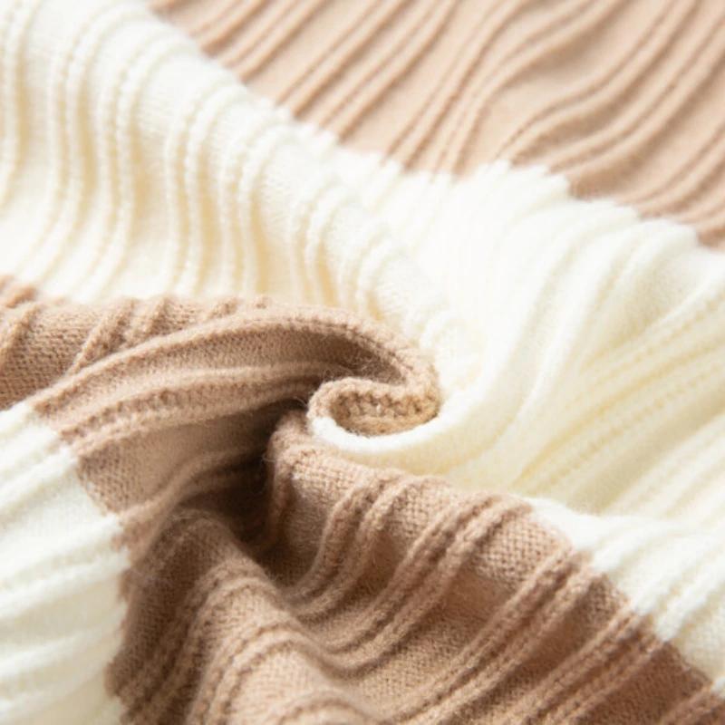 Men's Pullover Sweater Fashion Thick Warm Striped Pullovers Men Business Casual Knitwear