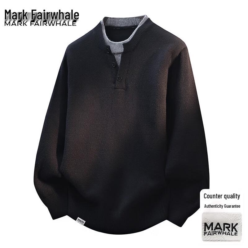 Mark Fairwhale Men's Faux Two-Piece Spliced Knit Sweater