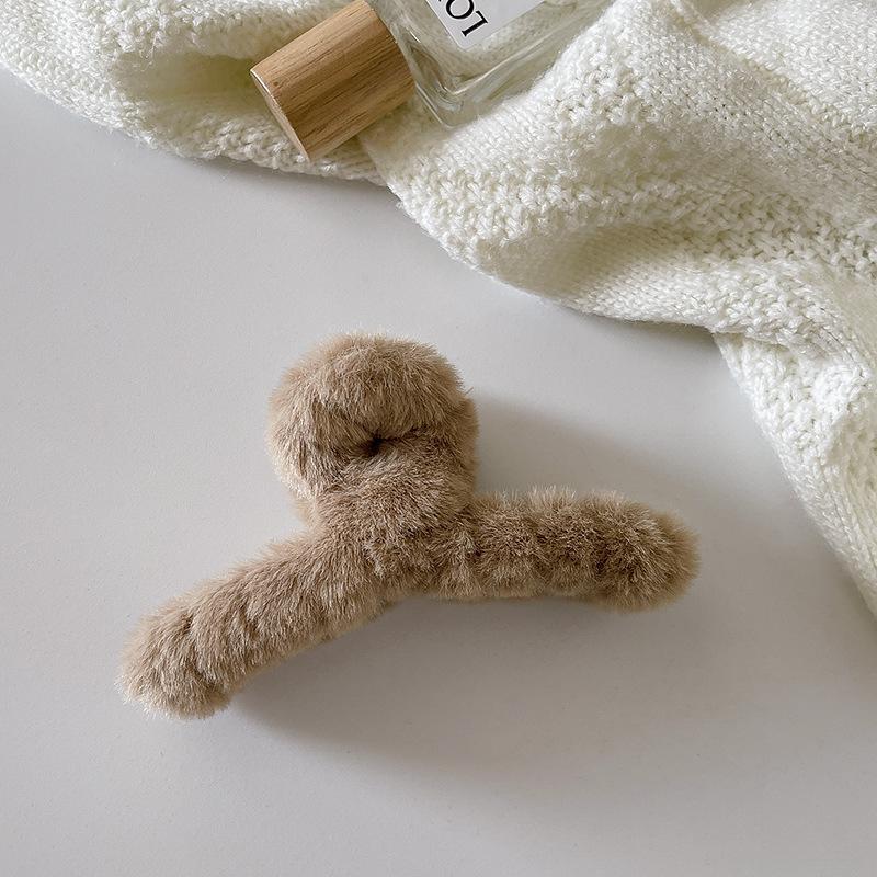 Autumn And Winter Plush Grab Clip Maillard Rectangular Shark Clip Back Of Head Love Fluff Clip Cloud Disc Hair Accessories Women
