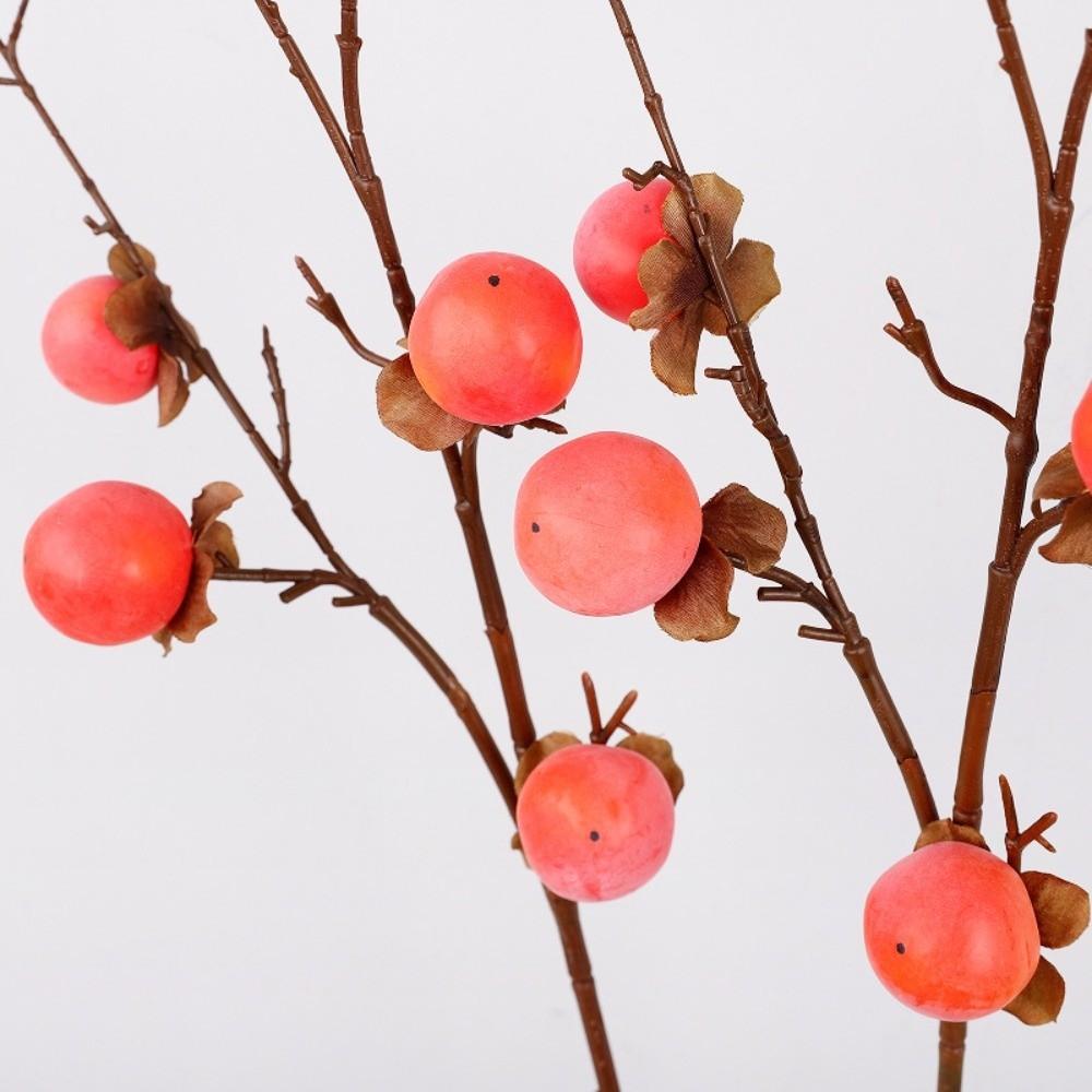 8 Heads Artificial Persimmon Branch Realistic Foam Simulation Persimmon Fruit Plastic Handmade Fake Plants Spring Festival
