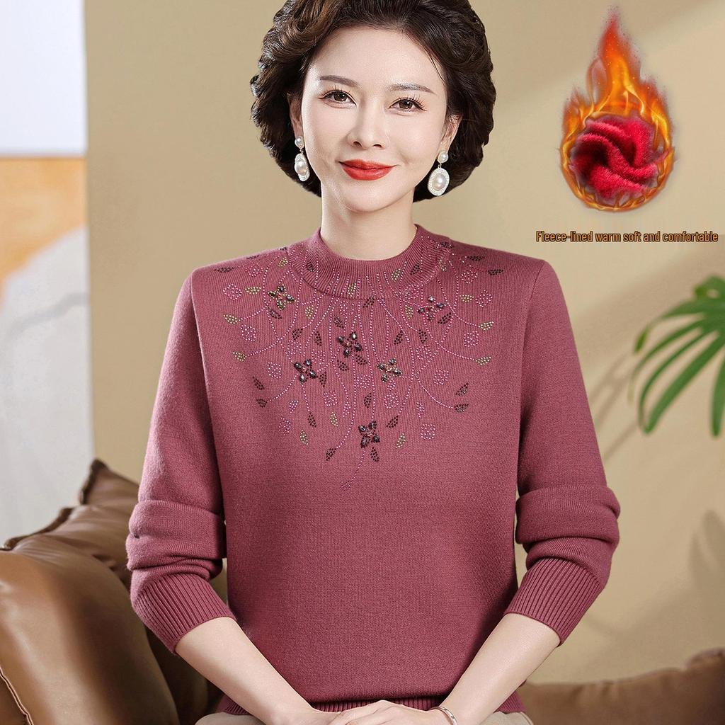 Women's Plus Velvet Thick Knit Sweater - Warm & Stylish Base Layer for Autumn/Winter