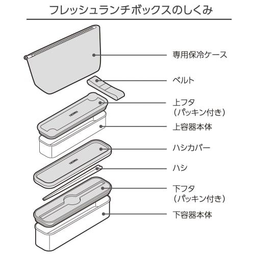 Thermos Slim Fresh Lunch Box, 2-Tier, 815ml, Gray/Black, DSA-805W (GY-BK)