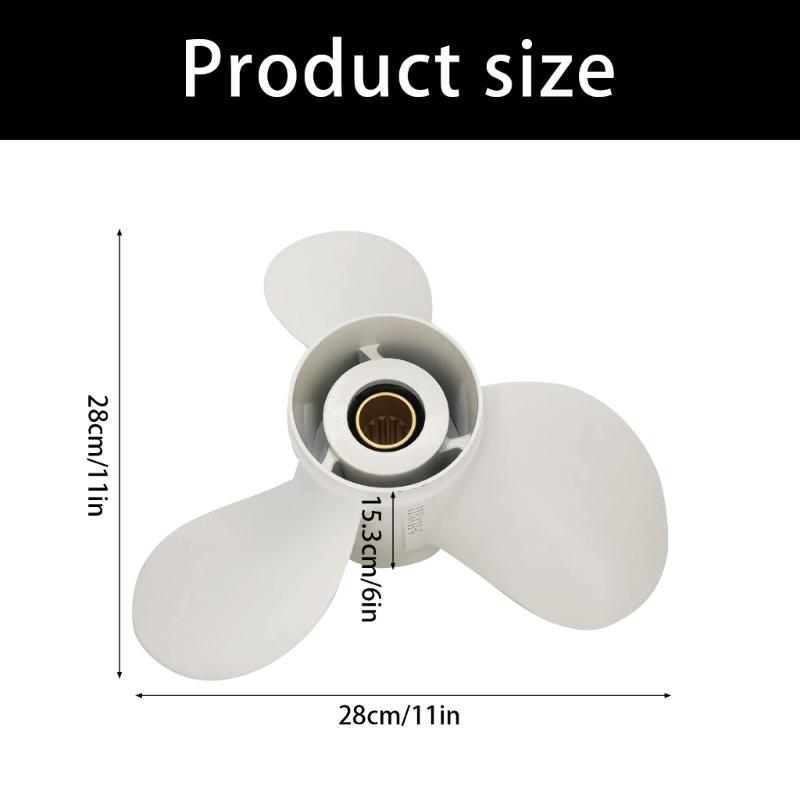 Strong 3 Blade 11 1/4 Inch Diameter 14G Marine Propeller Designed For 30HP To 60HP Outboard Engines