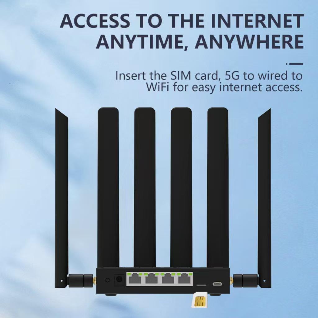 5G Dual-Band WiFi 6 Gigabit Home/Office Router with Antenna & SIM Card Slot for Live Streaming & All-Network Support