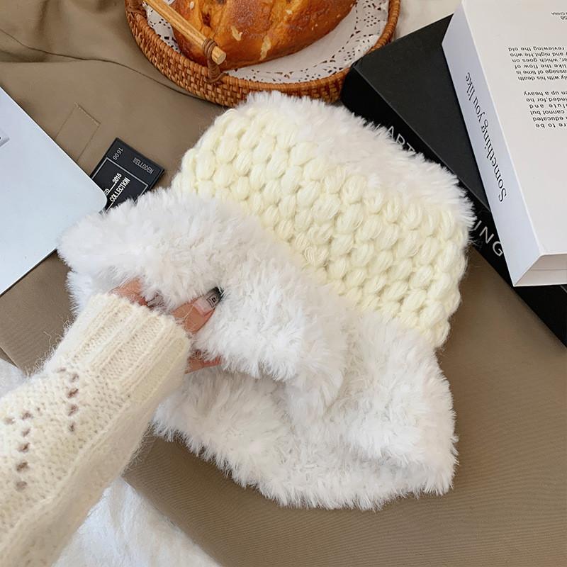 Fuzzy Winter Womens Bucket Hat Elegant And Warm Cashmere Blend Style