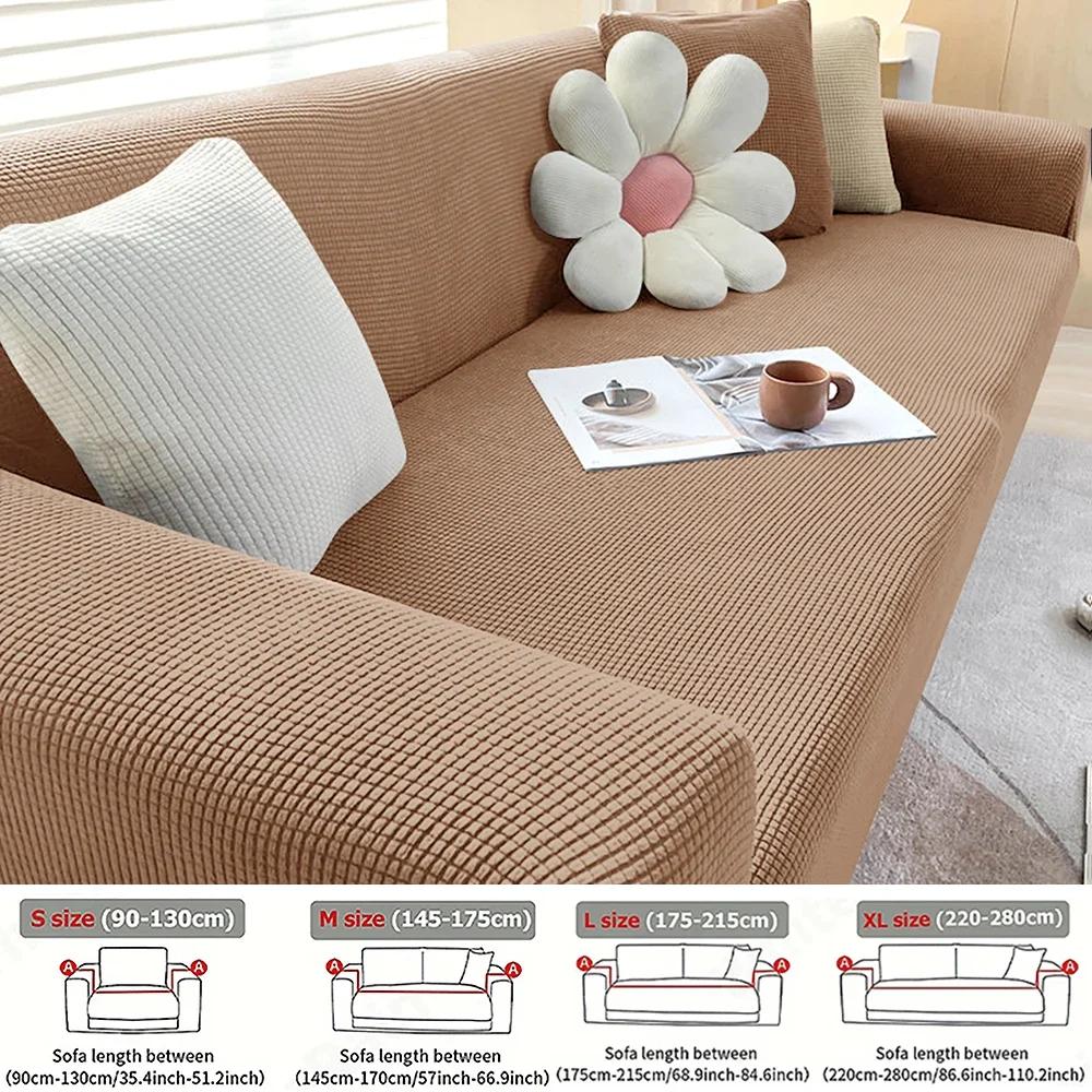 Jacquard Elastische Sofabezug Heimdekoration Stretch Couchhülle für Wohnzimmer Vollabdeckung Sessel Ecke Überwurf S/M/L/XL Größe
