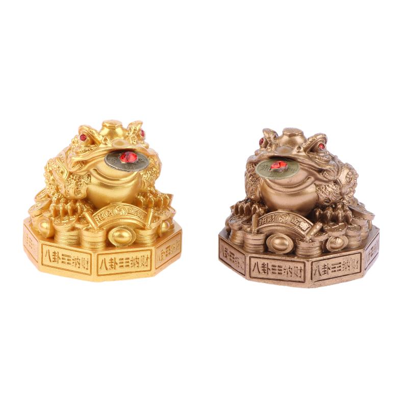 Three Legged Money Frog Feng Shui Toad Statue Wealth Lucky Ornament for Home Office Fortune Decor