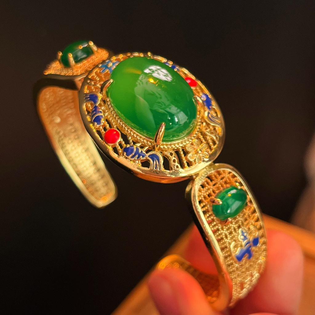Full Green, Yang Green, Natural Agate Green Chalcedony Bracelet, Women'S Opening Is Slightly Inlaid, And The Real Shot Is Fidelity.