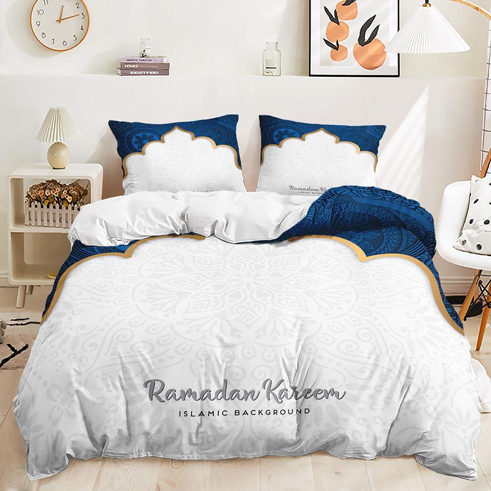 Stars and Moon Duvet Cover Twin King Muslim Ramadan Festival Bedding Set Microfiber Lamp Comforter Cover for Teen Adult Decor