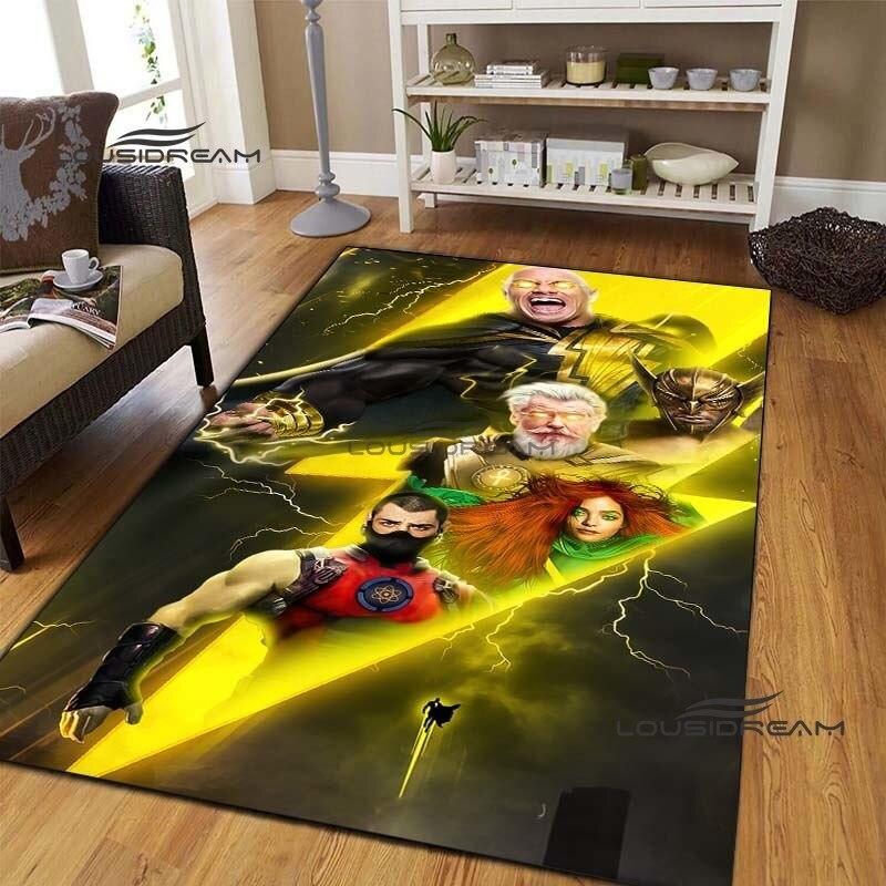 Dwayne Johnson Movie Carpets and Rug Black Adam Carpet Floor Mat Living Room Bedroom Large Area Soft Carpet Kids Room Rug