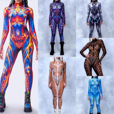 Unisex kyberpunkový 3D digitální potisk Halloweenský párty kostým pro role-playing pro ženy a muže Cosplay kostým Karnevalový overal