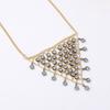 Bohemian Exquisite Light Luxury Inverted Triangular Tassel Grid Inlaid Zircon Pendant Necklace Sweater Chain Jewelry