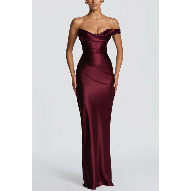 New Western Women's Asymmetrical Satin Hip Dress, INS Party Vacation Women's Dress