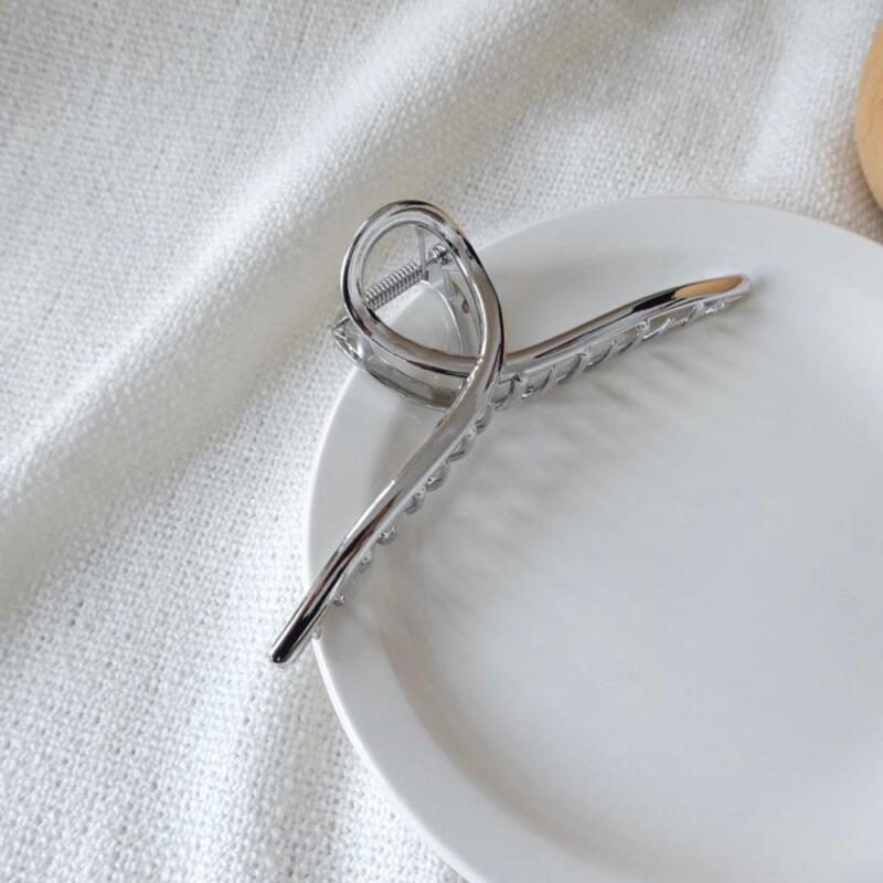 Benuhe Silver Women s Hair Clip Twist Plain Thin gold