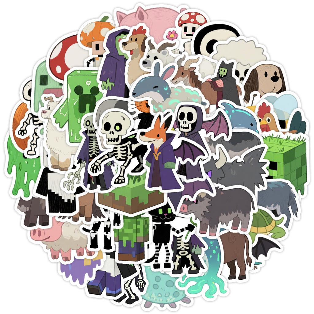 50 Minecraft Games Graffiti Stickers Water Cup Mobile Phone Waterproof Decorative Stickers Creative Pixel Style Stickers