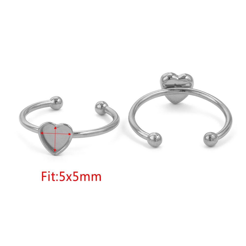 10 Stück Verstellbare Edelstahl Offene Ringfassungen Leere Basis Fassung Cabochon Ringe Für Schmuckherstellung DIY Fingerring Leere