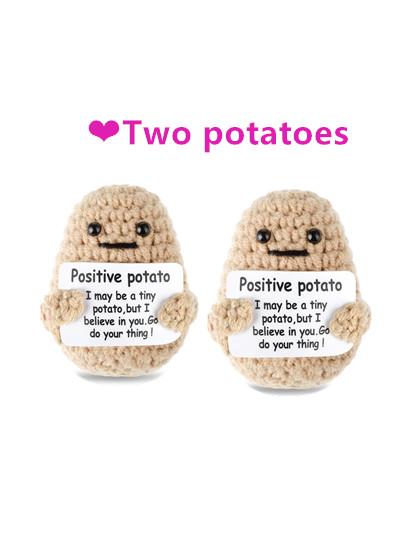 Positive Energy Potato Hug Pocket Mini Handmade Plush Wool Knitting Doll With Card Funny Birthday Gift Home Room Decoration