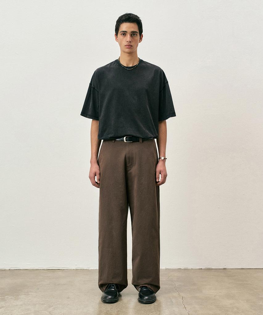 COSTUME O’CLOCK Cotton Washed Wide Pants Ash Brown Coospt243Ashbrown