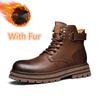 Fashion Top Quality Vintage Leather Men's Snow Boots Fashion Genuine Leather Man Ankle Boots Lace Up Outdoor Motorcycle Boots Walk Shoes