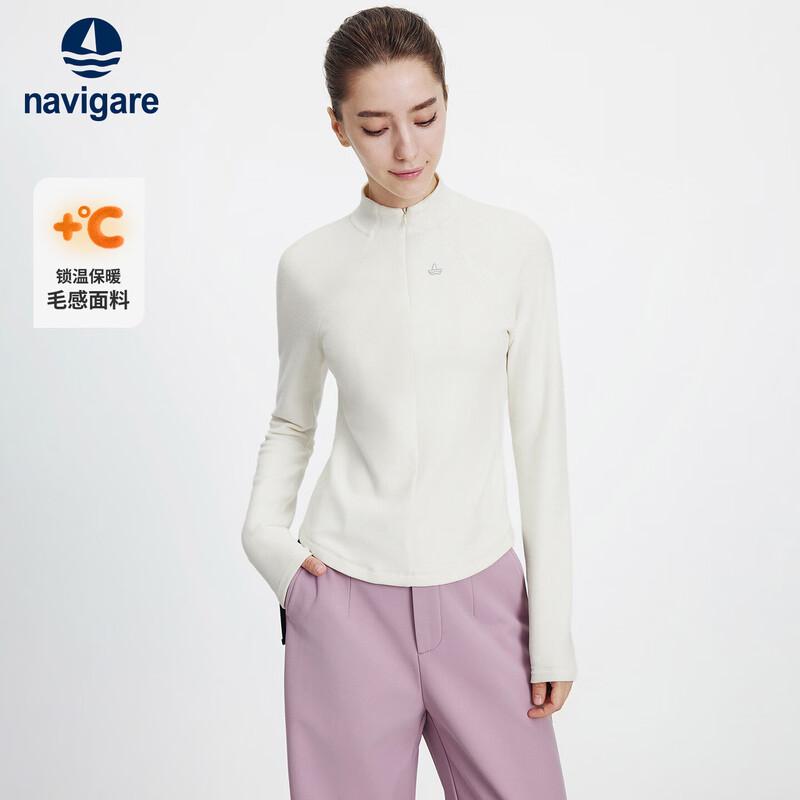 Navigare Women's Slim Fit Half-Open Collar Long Sleeve T-Shirt