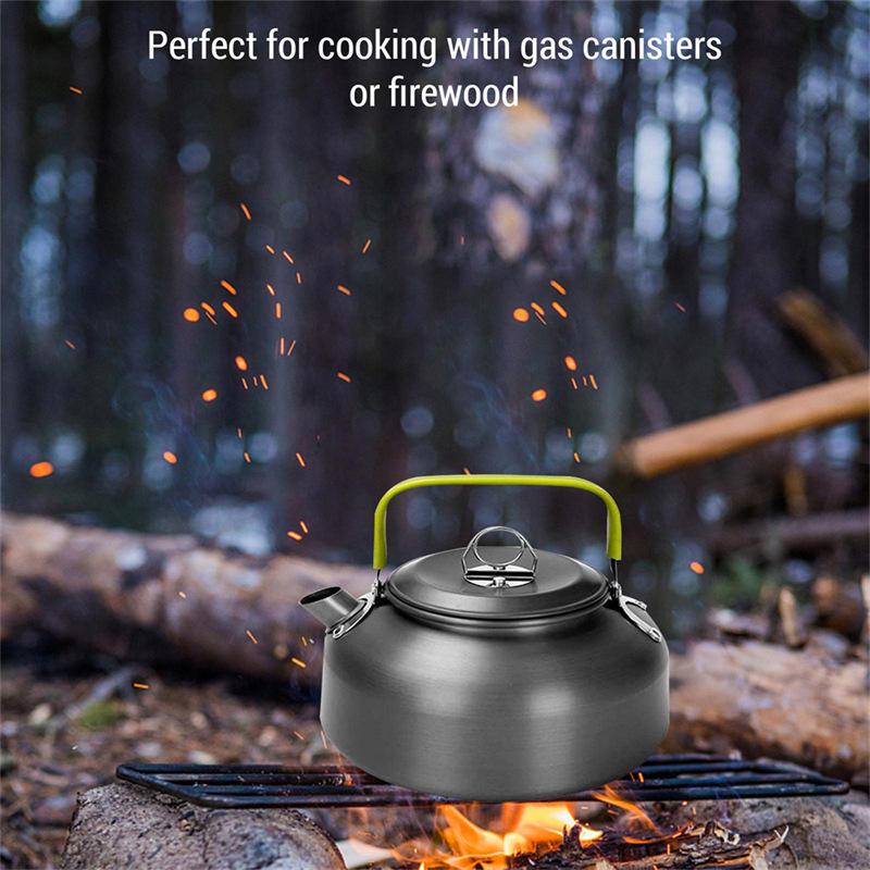 DS308 Portable Outdoor Nested Cookware and Tea Kettle Set for Camping