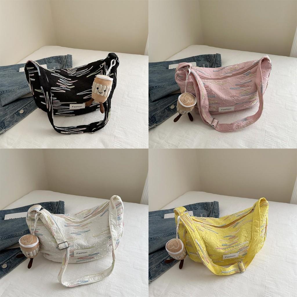 Large Capacity Summer 2024 Trendy Canvas Tote Bag Fashionable Street Style Shoulder Bag