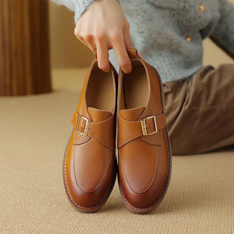 Low Heels Women Pumps Round Toe 2024 Spring Summer New Genuine Leather Quality Concise Shoes Woman Casual Office Lady Loafers