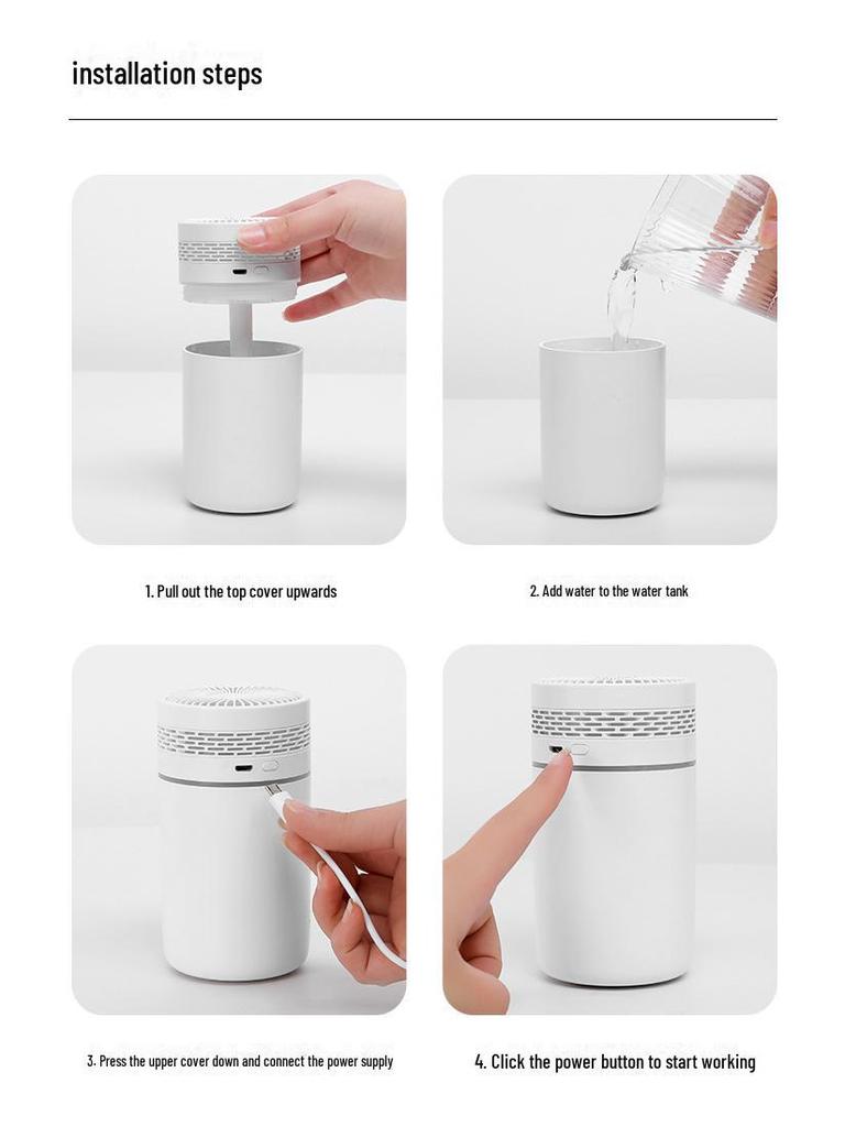 USB Portable Humidifier: Multi-Color Light, Large Mist, Home & Car Air Purifier