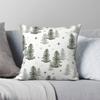 Christmas Night With Green Trees Square Pillowcase Polyester Linen Velvet Pattern Zip Decorative Pillow Case Car Cushion Cover