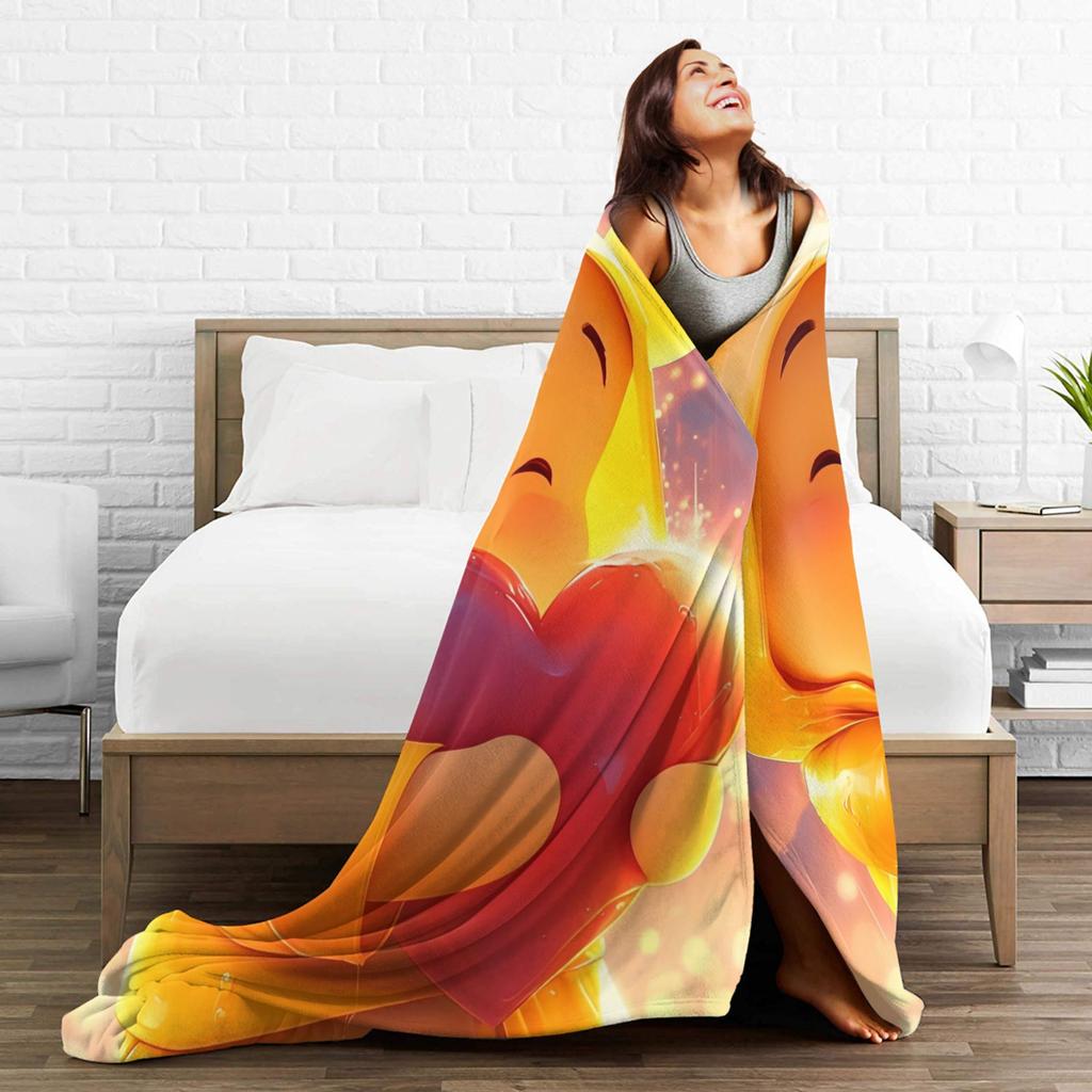Mantas de Dibujos Animados de Winnie the Pooh Felpa de Coral Polar Aire Acondicionado Manta Ligera Portátil para Ropa de Cama Coche Felpa Colcha Fina