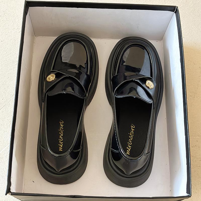 

Настоящие кожаные мокасины, женская обувь, весенние новые черные кожаные туфли в британском стиле, туфли Мэри Джейн на толстой подошве, туфли-лодочки 40