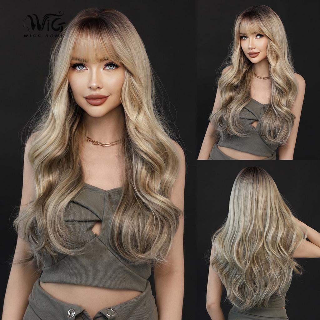 Women's Simulation Wig 67cm Hair Golden Wig Long Curly Wig Full Headgear Rose Hair Net Headdress Beauty Decoration Wig