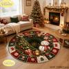 Christmas Round Rug, Farmhouse-Style Christmas Tree Design, Non-Slip Living Room Carpet, Bedroom Bedside Rug, Home Decor