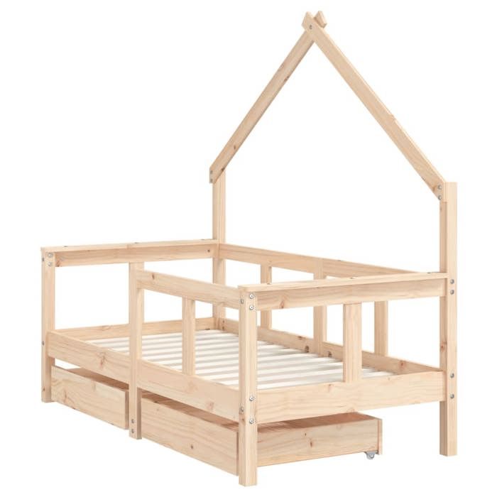 VidaXL Children's Bed Frame with Drawers 70x140 Cm Solid Pine Wood 834540