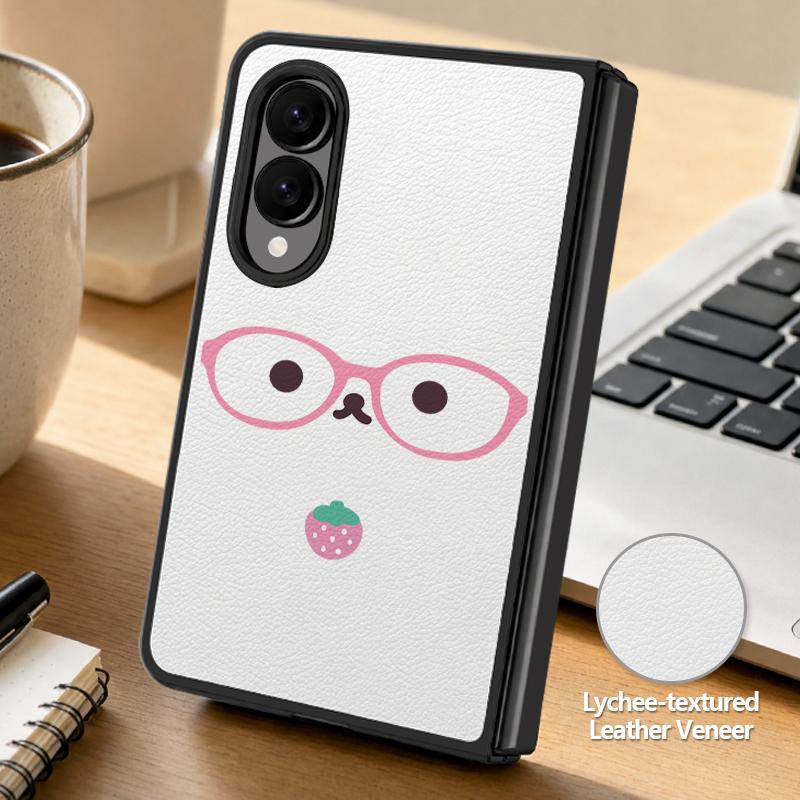 Cute Cat Rabbit Print Case For Samsung Z Fold 8 Ultra 7 6 5 4 Hybrid Leather Skin Hard PC Bumper Cover For Galaxy Z Fold8 Fold7 Fold6 Fold5