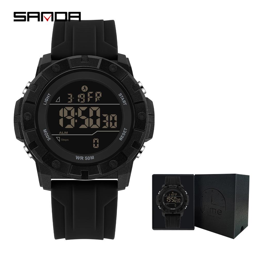 Sanda Multi-Function Smart Watch: Waterproof, Pedometer, Alarm Clock for Hiking & Sports - Unisex