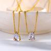 Zirconia Crystal Water Drop Pendant Necklace, Titanium Steel, Vacuum Electroplated, Geometric Design.