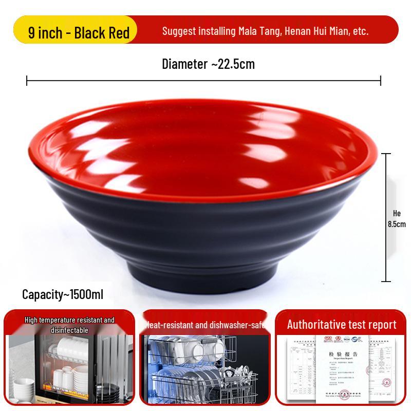 A8 Two-Color Melamine Noodle Bowl - Commercial-Grade Soup and Mala Tang Bowl for Restaurants and Catering