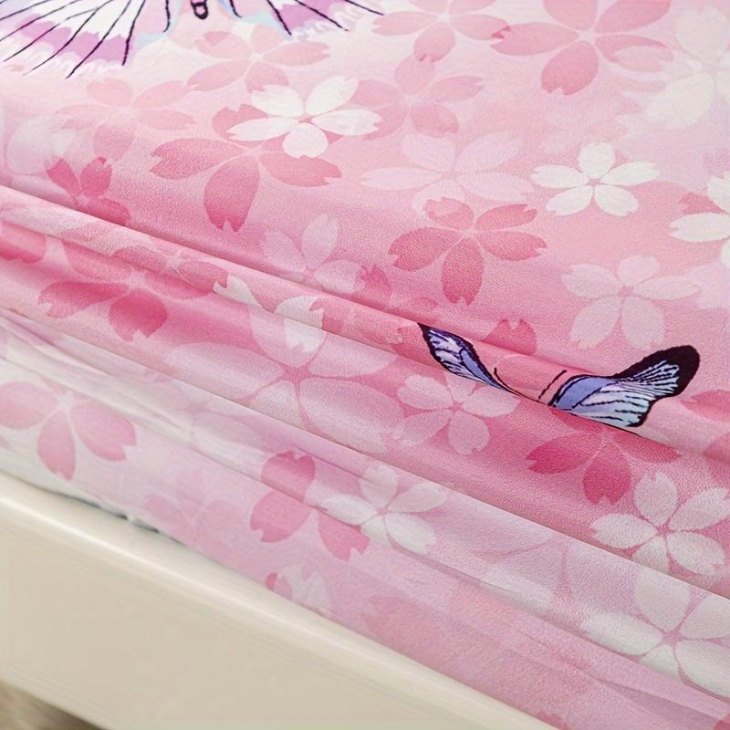 Soft And Breathable Butterfly Fitted Sheet Set Fashion Non-Slip Mattress Protector For Bedroom Guest Room School Dorm Decor