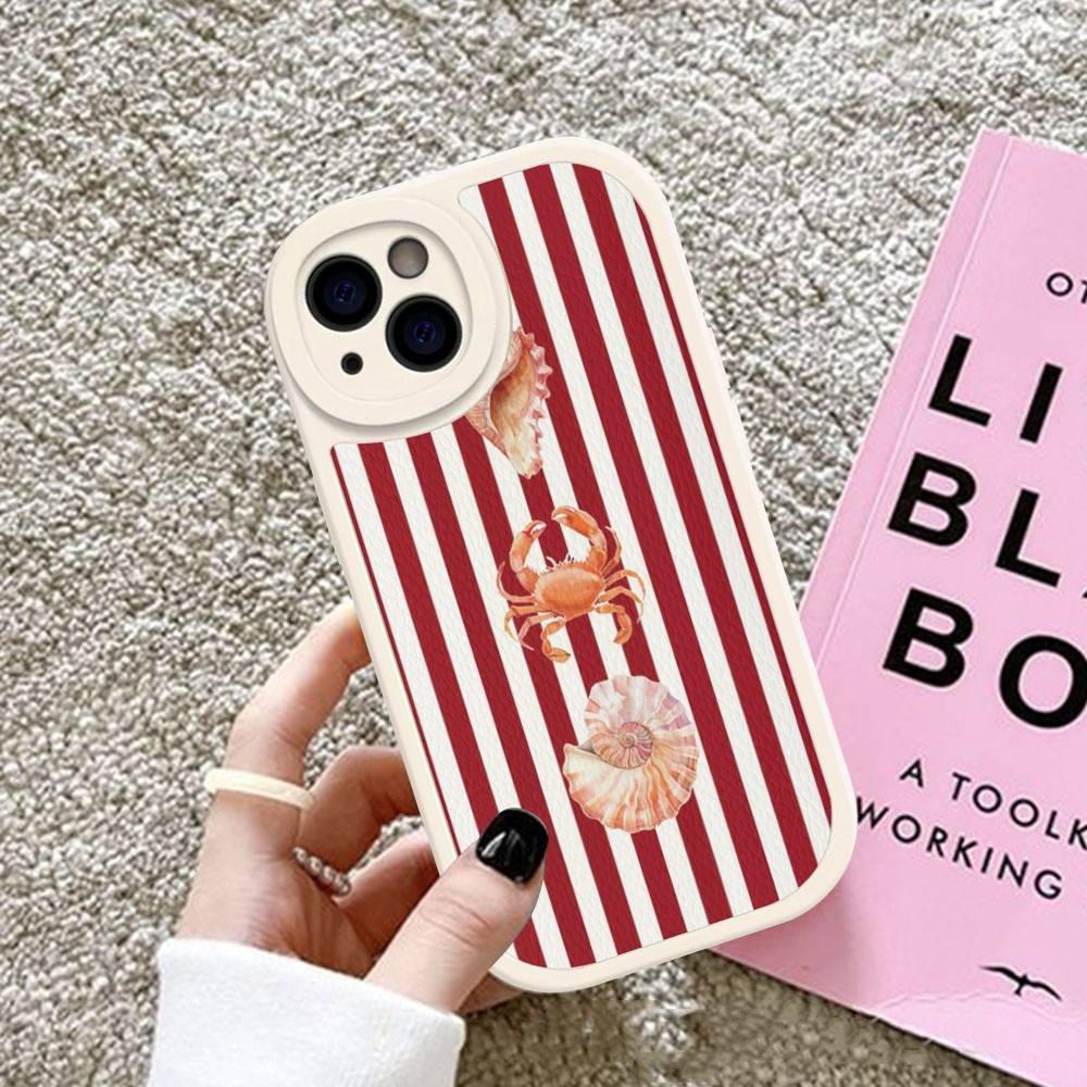 

Marine Life Crabs Lobsters Phone Case For IPhone 16 15 14 13 12 11 Pro Max Plus Soft Leather Cover iPhone 16 pro