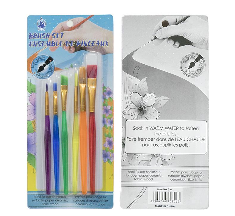 

Кисти для детского творчества — набор из 6 цветных кистей для масляной живописи для детского сада и граффити-искусства 6 Pack Set