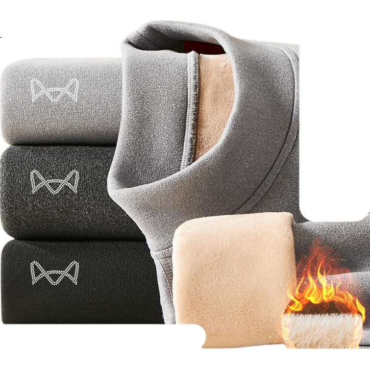 MiiOW [7A Antibacterial Goose down Silk] Men's Thermal Underwear Set, Fleece-Lined Thick Autumn Top And Bottom, Men's Warm Underwear Set