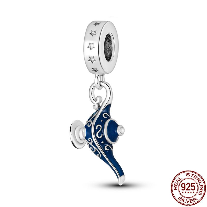 New Fit Original S925 Sterling Silver Charm Dangle Motorcycle Rainbow Evil Eye Dumbbell Bracelets Women DIY Jewelry Gift