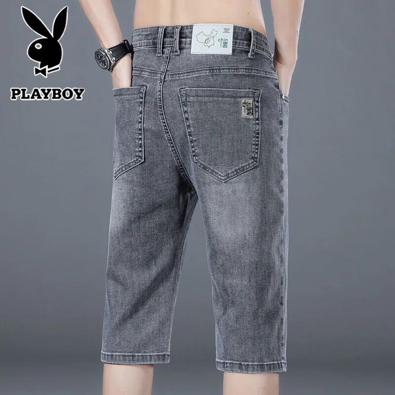 Playboy Men s Straight Fit Denim Capris 28 серый