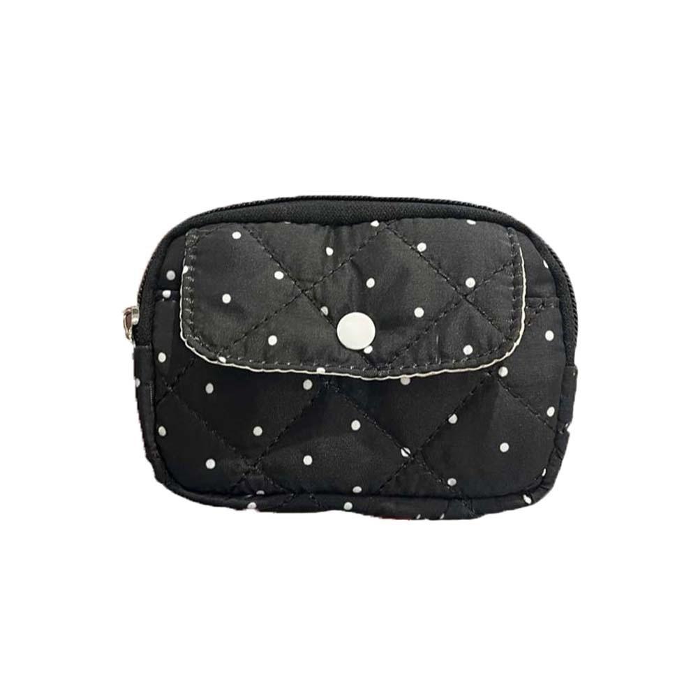 Large Capacity Tampon Storage Bag Polka Dot Pouches Bag Organizer Portable Cotton Coin Purse  Girls чёрный